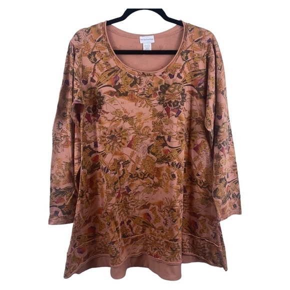 Soft Surroundings Boho Floral Print Long Sleeve Oversized Tunic - Picture 1 of 7